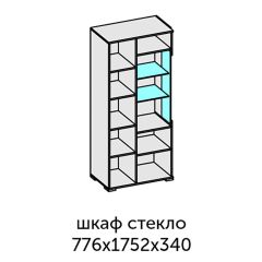 Аллегро-10 Шкаф 2дв. (со стеклом) (дуб крафт золотой-камень темный) в Златоусте - zlatoust.mebel24.online | фото 2