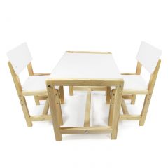 Детский растущий комплект стол и два стула  Я САМ "Лофт" (Белый, Сосна) в Златоусте - zlatoust.mebel24.online | фото