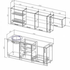 Кухонный гарнитур Антрацит 2550 (Стол. 26мм) в Златоусте - zlatoust.mebel24.online | фото 2