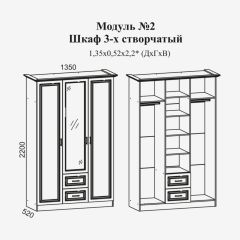 Женева №2 Шкаф 3-х ств. с зерк.,2мя ящ. (ЛДСП бел/МДФ софт светл с пат зол) в Златоусте - zlatoust.mebel24.online | фото 2