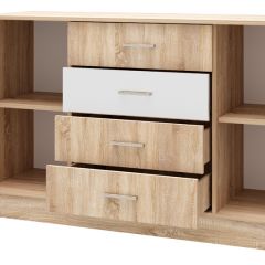БЕАТРИС Комод К1400 (Дуб Сонома/Белый глянец) в Златоусте - zlatoust.mebel24.online | фото 2