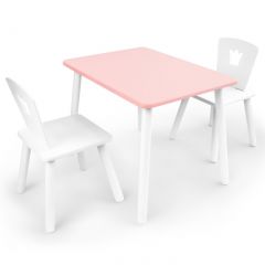 Комплект детской мебели стол и два стула Корона  (Розовый/Белый/Белый) в Златоусте - zlatoust.mebel24.online | фото