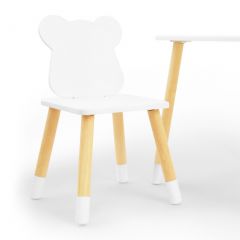 Комплект детской мебели стол и два стула Мишутка (Белый/Белый/Береза) в Златоусте - zlatoust.mebel24.online | фото