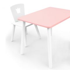 Комплект детской мебели стол и стул Корона (Розовый/Белый/Белый) в Златоусте - zlatoust.mebel24.online | фото