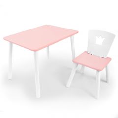 Комплект детской мебели стол и стул Корона (Розовый/Розовый/Белый) в Златоусте - zlatoust.mebel24.online | фото 1