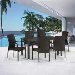 Комплект плетеной мебели T256A/YC379A-W53 Brown (6+1) + подушкина стульях в Златоусте - zlatoust.mebel24.online | фото