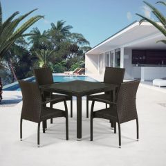 Комплект плетеной мебели T257A/YC379A-W53 Brown (4+1) + подушки на стульях в Златоусте - zlatoust.mebel24.online | фото