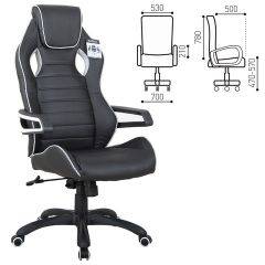 Кресло компьютерное BRABIX Techno Pro GM-003 (экокожа черное/серое, вставки серые) 531814 в Златоусте - zlatoust.mebel24.online | фото