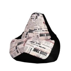 Кресло-мешок XL Газета-Black в Златоусте - zlatoust.mebel24.online | фото