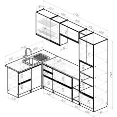 Кухонный гарнитур Адажио мега прайм 1500 х 2700 мм в Златоусте - zlatoust.mebel24.online | фото 2