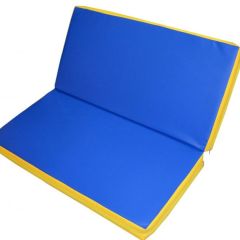 Мат гимнастический 1х1х0,08м складной цв. синий-желтый в Златоусте - zlatoust.mebel24.online | фото