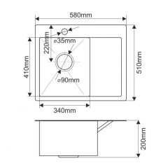 Мойка HD5851L MELANA ProfLine 3,0/200 САТИН врезная прямоугольная с коландером HD5851L в Златоусте - zlatoust.mebel24.online | фото 2