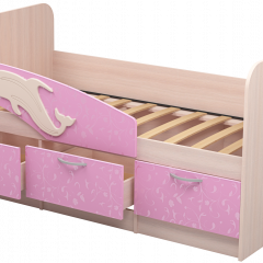 Кровать Дельфин 1,6 (Дуб молочный/фасад - Ламарти розовый) в Златоусте - zlatoust.mebel24.online | фото