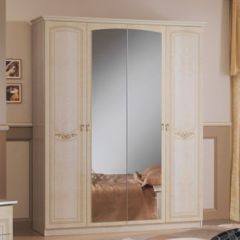 Шкаф 4-х дверный с зеркалами (08.244) Ирина (беж) в Златоусте - zlatoust.mebel24.online | фото