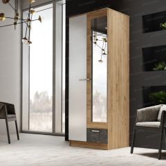 Шкаф Адель 800 с полками (дуб вотан/белый глянец) в Златоусте - zlatoust.mebel24.online | фото