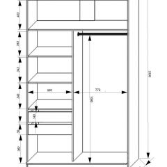 Шкаф-купе 1400 серии SOFT D1+D3+B2+PL1 (2 ящика+1штанга) профиль «Графит» в Златоусте - zlatoust.mebel24.online | фото 3