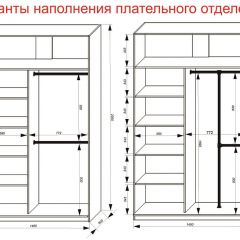 Шкаф-купе 1400 серии SOFT D8+D2+B2+PL4 (2 ящика+F обр.штанга) профиль «Графит» в Златоусте - zlatoust.mebel24.online | фото 7