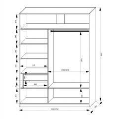 Шкаф-купе 1500 серии NEW CLASSIC K2+K2+B2+PL2(2 ящика+1 штанга+1 полка) профиль «Капучино» в Златоусте - zlatoust.mebel24.online | фото 3