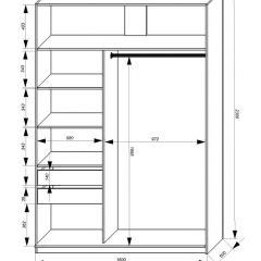 Шкаф-купе 1600 серии SOFT D1+D3+B2+PL1 (2 ящика+1штанга) профиль «Графит» в Златоусте - zlatoust.mebel24.online | фото 4