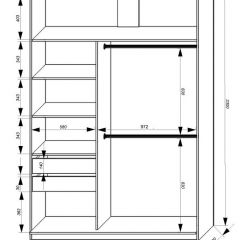 Шкаф-купе 1600 серии SOFT D8+D2+B2+PL4 (2 ящика+F обр.штанга) профиль «Графит» в Златоусте - zlatoust.mebel24.online | фото 2