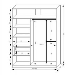 Шкаф-купе 1700 серии NEW CLASSIC K4+K4+B2+PL4 (2 ящика+F обр. штанга) профиль «Капучино» в Златоусте - zlatoust.mebel24.online | фото 3