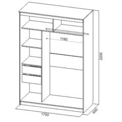 Шкаф-купе №19 Серия 3 Квадро (1700) Ясень Анкор светлый в Златоусте - zlatoust.mebel24.online | фото 4
