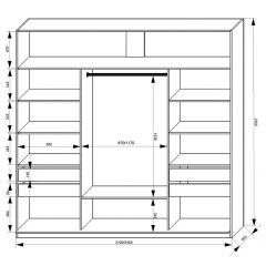 Шкаф-купе 2100 серии SOFT D2+D7+D3+B22+PL2 (по 2 ящика лев/прав+1штанга+1полка) профиль «Графит» в Златоусте - zlatoust.mebel24.online | фото 3