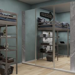 Шкаф-купе 2250 серии SILVER S3+S1+S3Z B22+PL2 (по 2 ящика лев/прав+1штанга+1 полка) профиль «Серебро» в Златоусте - zlatoust.mebel24.online | фото