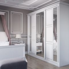 Шкаф-купе 2450 серии NEW CLASSIC K6Z+K1+K6+B22+PL2 (по 2 ящика лев/прав+1 штанга+1 полка) профиль «Капучино» в Златоусте - zlatoust.mebel24.online | фото