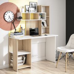 Стол компьютерный Олимп (дуб сонома/белый) в Златоусте - zlatoust.mebel24.online | фото