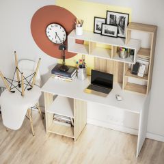 Стол компьютерный Олимп (дуб сонома/белый) в Златоусте - zlatoust.mebel24.online | фото 2