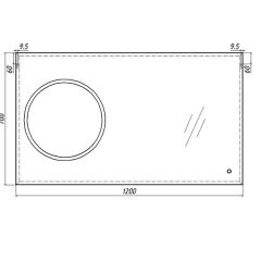 Зеркало Eclipse 120 black с подсветкой Sansa (SE1033Z) в Златоусте - zlatoust.mebel24.online | фото 8