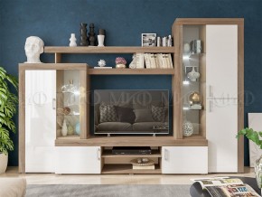 СТАС Гостиная (МДФ) Белый глянец/дуб сонома в Златоусте - zlatoust.mebel24.online | фото 3