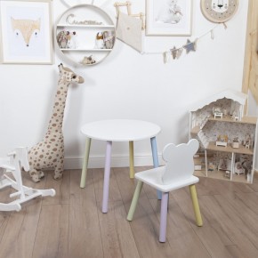 Комплект детский стол КРУГЛЫЙ и стул МИШКА ROLTI Baby (белая столешница/белое сиденье/цветные ножки) в Златоусте - zlatoust.mebel24.online | фото