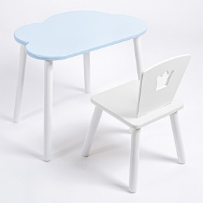 Комплект детский стол ОБЛАЧКО и стул КОРОНА ROLTI Baby (голубая  столешница/белое сиденье/белые ножки) в Златоусте - zlatoust.mebel24.online | фото