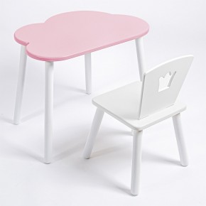 Комплект детский стол ОБЛАЧКО и стул КОРОНА ROLTI Baby (розовая столешница/белое сиденье/белые ножки) в Златоусте - zlatoust.mebel24.online | фото