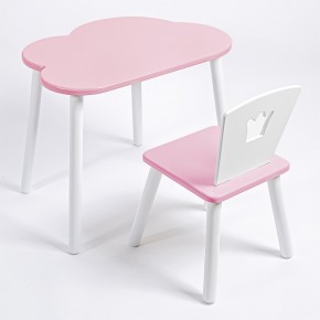 Комплект детский стол ОБЛАЧКО и стул КОРОНА ROLTI Baby (розовая столешница/розовое сиденье/белые ножки) в Златоусте - zlatoust.mebel24.online | фото 1