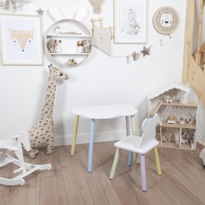 Комплект детский стол ОБЛАЧКО и стул МИШКА ROLTI Baby (белая столешница/белое сиденье/цветные ножки) в Златоусте - zlatoust.mebel24.online | фото