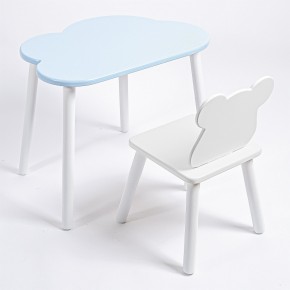 Комплект детский стол ОБЛАЧКО и стул МИШКА ROLTI Baby (голубая столешница/белое сиденье/белые ножки) в Златоусте - zlatoust.mebel24.online | фото 1