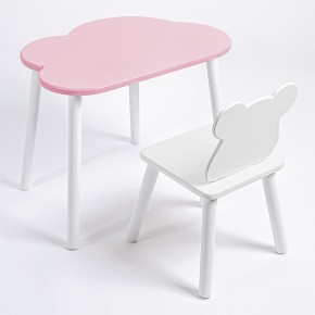 Комплект детский стол ОБЛАЧКО и стул МИШКА ROLTI Baby (розовая столешница/белое сиденье/белые ножки) в Златоусте - zlatoust.mebel24.online | фото