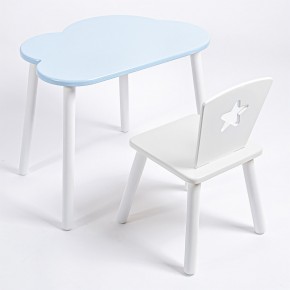 Комплект детский стол ОБЛАЧКО и стул ЗВЕЗДА ROLTI Baby (голубая столешница/белое сиденье/белые ножки) в Златоусте - zlatoust.mebel24.online | фото