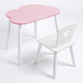 Комплект детский стол ОБЛАЧКО и стул ЗВЕЗДА ROLTI Baby (розовая столешница/белое сиденье/белые ножки) в Златоусте - zlatoust.mebel24.online | фото