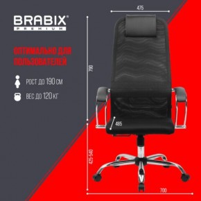 Кресло BRABIX PREMIUM "Ultimate EX-800" хром, плотная двойная сетка Х2, черное, 532911 в Златоусте - zlatoust.mebel24.online | фото 6