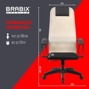 Кресло BRABIX PREMIUM "Ultimate EX-800" пластик, плотная двойная сетка Х2, черное/бежевое, 532916 в Златоусте - zlatoust.mebel24.online | фото 6