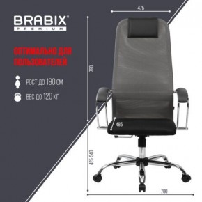 Кресло офисное BRABIX PREMIUM "Ultimate EX-800" хром, плотная двойная сетка Х2, черное/серое, 532912 в Златоусте - zlatoust.mebel24.online | фото 3