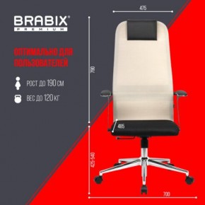 Кресло офисное BRABIX PREMIUM "Ultimate EX-801" хром, плотная двойная сетка Х2, черное/бежевое, 532919 в Златоусте - zlatoust.mebel24.online | фото 6