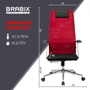 Кресло офисное BRABIX PREMIUM "Ultimate EX-801" хром, плотная двойная сетка Х2, черное/красное, 532921 в Златоусте - zlatoust.mebel24.online | фото 5