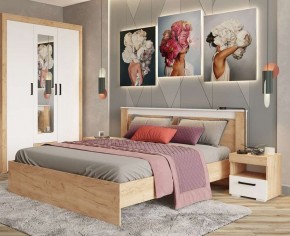 Кровать Адель 1.4 Настил из ДСП 2с дуб крафт золотой/белый в Златоусте - zlatoust.mebel24.online | фото 2