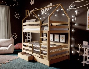 Кровать-домик двухъярусная 80*190 без покраски в Златоусте - zlatoust.mebel24.online | фото