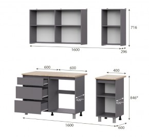 Кухонный гарнитур ДЕНВЕР (1600) Графит серый/Дуб Сонома в Златоусте - zlatoust.mebel24.online | фото 2